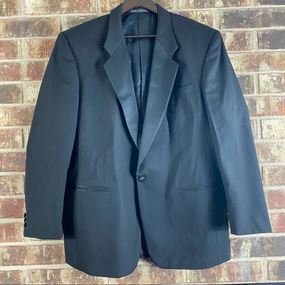 Vtg Pierre Balmain Black Wool Classic Suit Coat 43